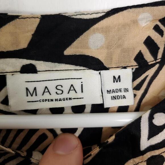 Masai Top Womens M Artsy Abstract Leaves Print Light Viscose Dark Neutrals - Picture 6 of 8